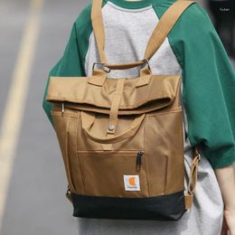 Backpack Retro Trend Roll Mouth Street Top Cover Computer Bag Outdoor Simple Shoulder