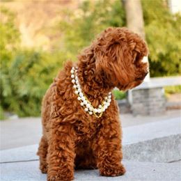 Dog Apparel Fashion Cute Cat Supplies Pet Products Puppy Accessories Pearl Collar Jewellery Necklace Rhinestone Bell