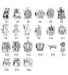 NEW 100% 925 Sterling Silver Fit Charms Bracelets Animals Dog Cat Robot Owl House Gift Box Crown for European Women Wedding Original Fashion Jewelry3137257