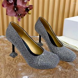 Dress Shoes Spring And Autumn Women's High Heels Large Square Toe Slim Heel Strange With Diamond Design Fashion Party