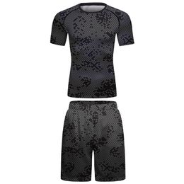 High Hot Jiu Jitsu MMA T-shirt +Pants Rashguard For Men 4PCS/Set Grappling Shorts Bjj Boxing Rash Guard Sport Wear Gym Clothes