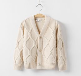 INS Kids diamond lattice knitted cardigan girls Vneck jacquard long sleeve sweater autumn children knitting outwear clothing A7872356725