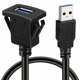 2024 1 Meter USB 30 Panel Flush Mount Extension Cable with Buckle for Car Truck Boat Motorcycle Dashboard for Convenient and Easy Access to