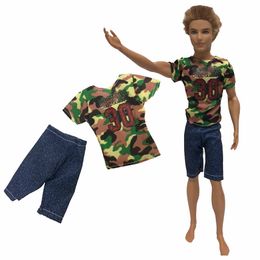 NK 2 Pcs Prince Doll Clothes Army Uniform Daily Wear Outfit For Barbie Boy Male For Ken Doll Accessories Baby Toys