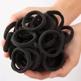 10/100pcs Women Girls Black Basic Hair Bands Simple Rubber Ropes Scrunchies High Elastic Headband Tie Clips Ponytail Holders