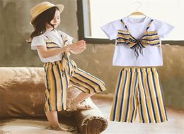 Kids Clothes Girls Summer Sets Fashion Tshirt Striped pant 2 Pcs Casual Set For Girls Teenage Clothing Outfits3473406