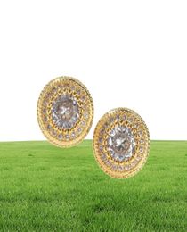 iced out stud earrings for men luxury designer mens bling diamond round ear studs gold silver copper zircon high quality jewelry l1373611