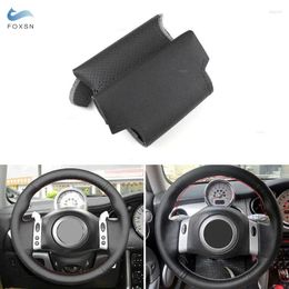 Steering Wheel Covers Hand-stitched Car-styling Black Leather Cover For Mini Coupe 2001-2006 Convertible 2004-2008 R50 R53 R60