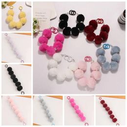 Keychains Anti Lose Sling Plush Hairball Mobile Phone Chain Candy Color Colorful Strap Wrist Pendant Winte