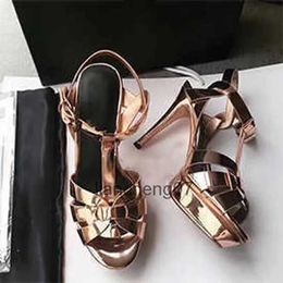 Sandals Designer Women High Heels Shoes 10cm Shiny Metal Leather Luxury Dress Leather Wedding Shoes 14cm With Box NO23 2404041387VQ