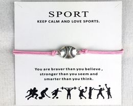 10pcslot Baseball Softball Charm Wax Cords Bracelets Sports Women Men Boys Girls Unisex Fashion Jewelry Friendship Jewelry Gift5106195