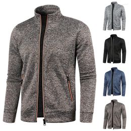 Men's Hoodies Fashion Men Sports Casual Stand Collar Pocket Zip Up Slim Sweatshirt Sweat Coat Jacket Zipper Knit