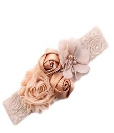 newborn headband rose hair band Chiffon flower lace elastic Rhinestone headbands children girls hair accessories 18colors6759522