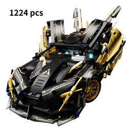 Technical Famous Black Gold Apollo Racing Car Assembly Building Blocks Expert Speed Vehicle Model Bricks Moc Toys for Boys Gifts