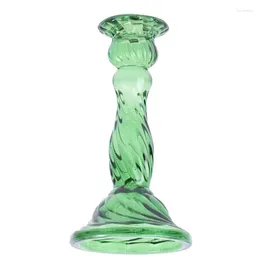 Candle Holders 1Pc Retro Candlestick Stained-Glass Candleholder Household Decor Dark Green Soft Decoration Ornaments Spiral Pattern