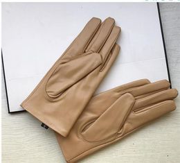 Khaki Genuine Sheepskin Leather gloves For Women Fashion lambskin bow glove Fleece inside touch screen grey high grade Leathers Gi6977789