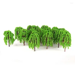 Decorative Flowers Plant Model Tree Toy Greenery Kitchen Landscape Layout Plastic Resin Train Railway Willow 25pcs Decoration Green