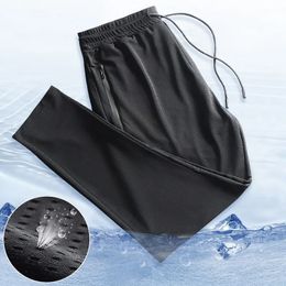 Sports Pants Mens Quickdrying Ice Silk Breathable Ninepoint Summer Thin Running Fitness Loose Mesh Airconditioning Trousers 240412