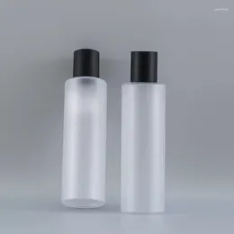 Storage Bottles 300PCS/lot Plastic Frosted Clear Shampoo Cosmetic Toner Bottle With Black Screw Cap 100ml 200ml