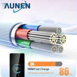 AUNEN 100W 6A Fast Charging Type C To Type C Cable For Xiaomi/Redmi/POCO/Samsung/Honor/OPPO/VIVO Mobile Phone Charger Data Cord