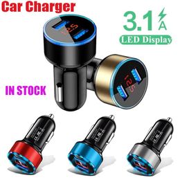 Original 2In1 Dual Port 3.1A 12V/24V Dual USB Universal Car Charger Led Digital Display Fast charging Voltage Monitoring Authentic