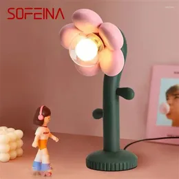 Table Lamps SOFEINA Modern Lamp LED Creative Resin Flower Girl's Bedside Desk Light For Home Living Room Children's Bedroom