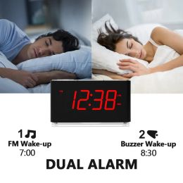 Alarm Clock Radio with Bluetooth Dual Alarm Dimmable LED Display 16 Levels Volume FM Radio with Sleep Timer Nightlight Snooze