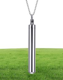 High Polished Stainless Steel Cylinder Memorial Urn Pendant Necklace Ash 4398586
