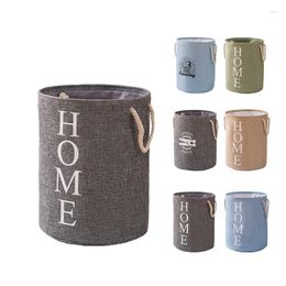 Laundry Bags 39x50CM "Home" Printed Foldable Dirty Clothes Hamper Cotton And Linen Storage Bucket Home Bedroom Rope Basket