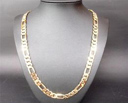 Heavy 94g 10mm 18 K Yellow Gold GF Men039s Necklace Curb Chain Jewelry Pendant Necklaces3969964