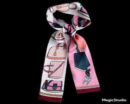 22ss 8style Brand Desinger Letters Print Bowknot Bags Scarves Accessories Silk Handle Wraps Muffler Wallet Purse Handbag Women Bag2774217