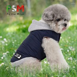 Dog Apparel PSM Pet Clothes Warm Sweater Stitching Hooded Vest Small And Medium Dogs Thickened Autumn Winter Fashion