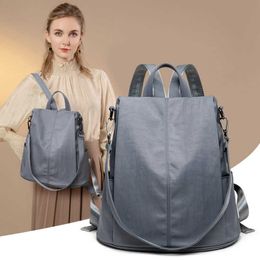 Theft Anti Shoulder Bag for Women 2024 Korean Version Trendy and Easy to Wear Fashion Canvas School Oxford Cloth Multi-purpose Backpack