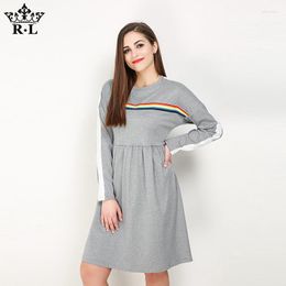 Casual Dresses Color Stripes Contrast Patchwork Plus Size Sweatshirt