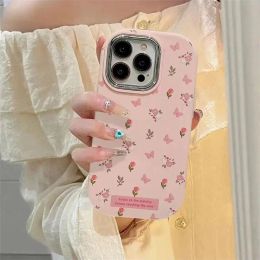 Case For Samsung Galaxy S23 Ultra Plus S20 S21 FE A13 A32 A52 A52S A22 A11 A12 cover Flower Butterfly TPU Plating Metal Lens