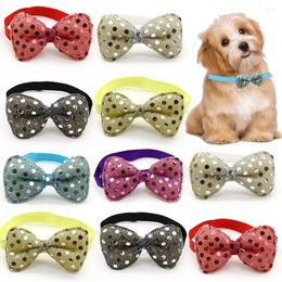 Dog Apparel 50 Pcs Accessories Fashion Bow Tie Sequins Bowknot For Small Medium Dogs Collar Necktie Pet Grooming Supplies