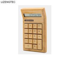 Calculators LIZENGTEC Bamboo Calculator Fashion Business Finance Solar Powered 12 Digit Big Button New Design