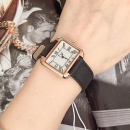 Wristwatches Vintage Rectangle Roman Dial Quartz Wristwatch Movement Leather Band Ladies Watch Waterproof Bracelet Chain Gift Clock Reloj