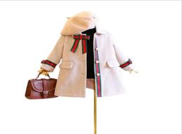 Baby Girls Wool Coats Autumn And Winter Children Long Style Jackets Pearl Button Outwear Kids Casual Coat Child Jacket 27 Years1897440