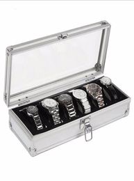 Watch Box 6 Grid Insert Slots Jewelry Watches Display Storage Box Case Aluminium Jewelry Decoration Winder6164683