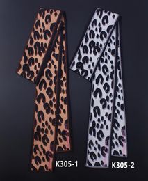 Good quality 130cm6cm Maitong silk scarf Autumn European leopard print Small female tied bag handle Handbag Twill Scarves Ribbons5020895