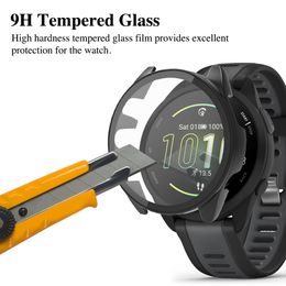 Glass + Case for Garmin Forerunner 165 Accessory PC All-around Bumper Protective Cover + Screen Protector for Garmin 165