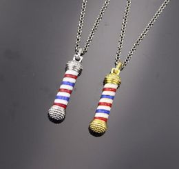 Pendant Necklaces Barber Shop Pole 3D Necklace Luxurious Long Chain Hairdresser Souvenir Collier Jewelry7782396