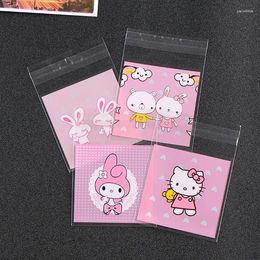 Storage Bags 500PCS Cute Cartoon Pink Cookie Cellophane Birthday Plastic Biscuit Candy Packing Self Adhesive OPP Bag 7x7cm