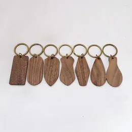 Party Decoration 10 Pieces DIY Blank Wood Keychains Square Carved Key Ring Wooden PersonalizedBlank Tags Pendant