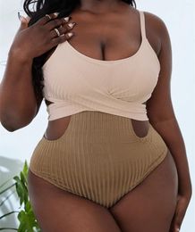 Women's Swimwear 2024 Fashion Large Size Beach Bathing Suit Sexy Swimsuit Oversized One Piece Contrast Color Big Bikini