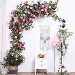 Decorative Flowers Simulation Of Air-Conditioning Pipe Shading Peony Artificial Rattan Winding With Green Plants Fl