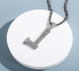 Pendant Necklaces Hip Hop Necklace Cubic Zircon Axe Iced Out Cool Mens Arrival Gold Chain For Men2790351