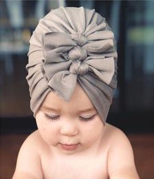 12 Colours Newborn Baby Hat Bows Turban Kids Beanie Infant Pography Props Winter Warm Cotton Cap3380697