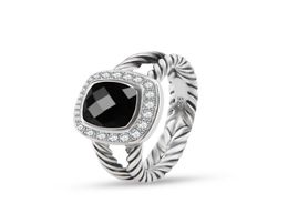 ed Wire Rings Prismatic Black Rings Women039s Fashion Silver Plated Micro Diamonds Trendy Versatile Styles1813336